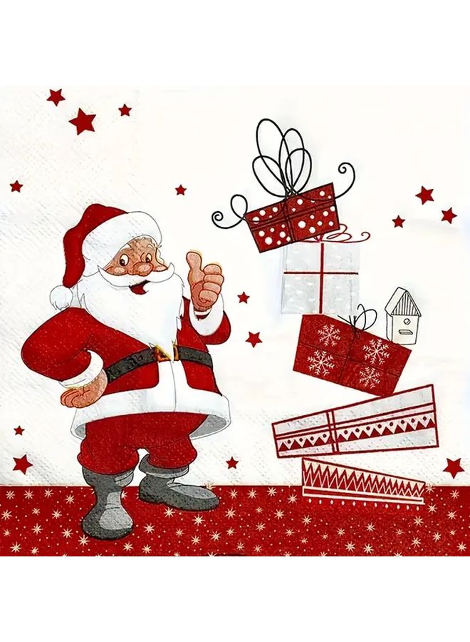 مناديل حفلة بابا نويل عيد الميلاد باللونين الأحمر والأبيض لتزيين طاولة العطلات 60 قطعة - Image 5